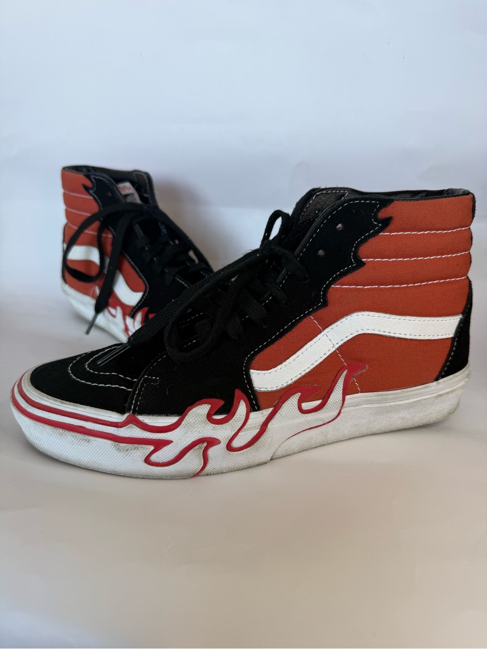 Vans Sk8-Hi 'Flame - Burnt Ochre in size Women US 10/ Men US 8.5